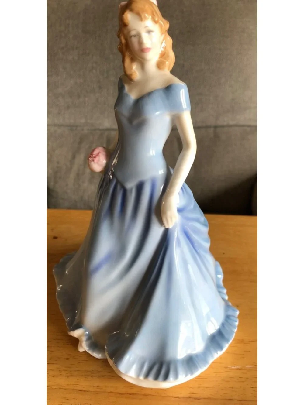 Royal Doulton Porcelain Lady Prototype Figurine Blue Dress Pink Flowers Girl Sta